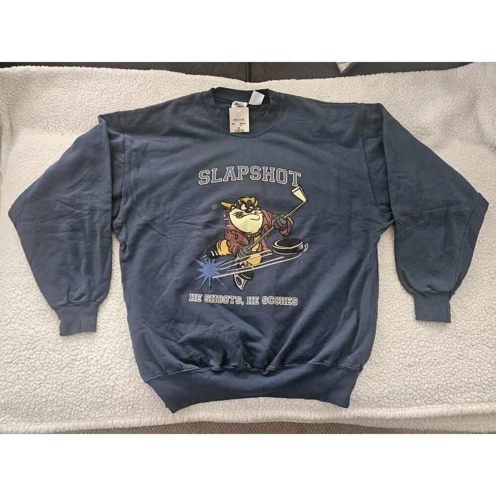 Vintage Looney Tunes Taz Slapshot Spell Out Crew Neck Sweatshirt 1990s Size XL